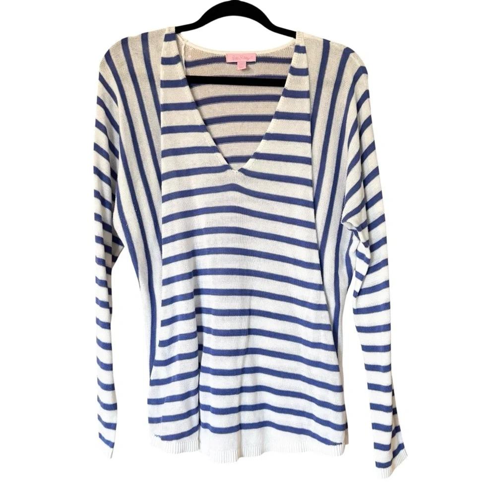 Lilly Pulitzer Stasia Sweater in Iris Blue Serene Stripe‎ Medium